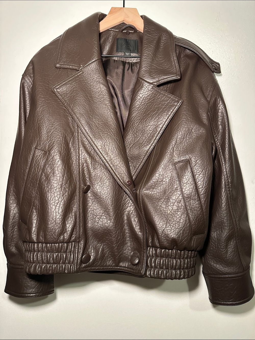 Zara Faux Leather Jacket with Removable Collar (Dark Brown) - Picture 2 of 8